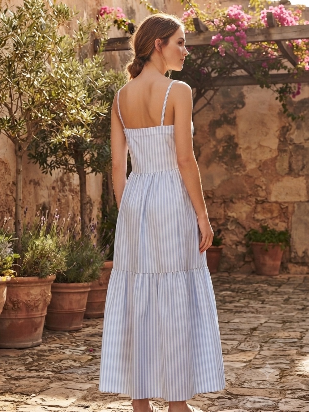 Rag & Bone Leilah Striped Poplin Tiered Maxi Dress - Picture 6 of 9